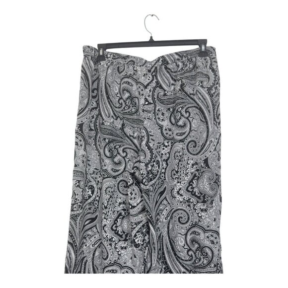 Michael Kors Womens Black Paisley Print Wide Leg Pants Size 16 Pull On Drawstrim - Picture 11 of 14